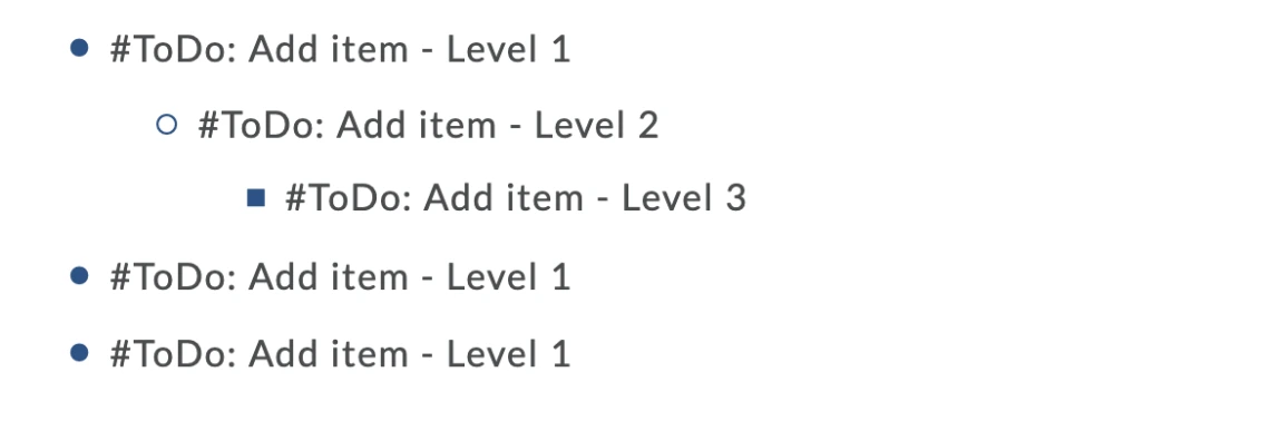 Bulleted List with three levels