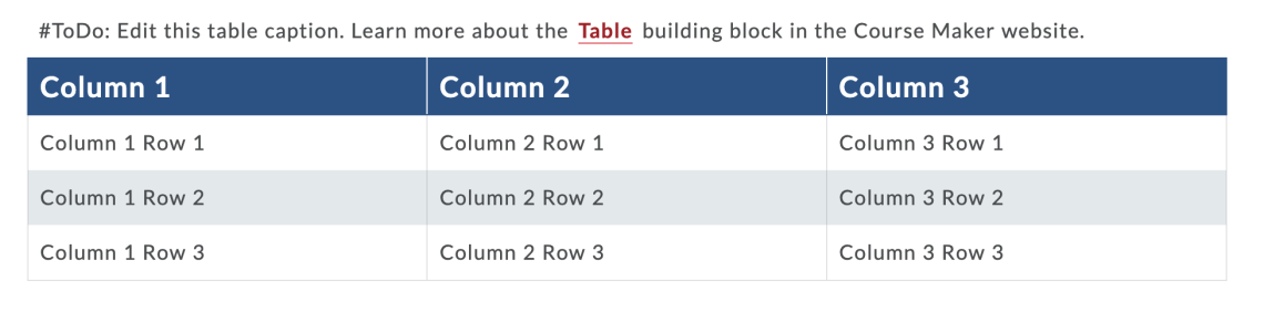 Table with 3 columns preview
