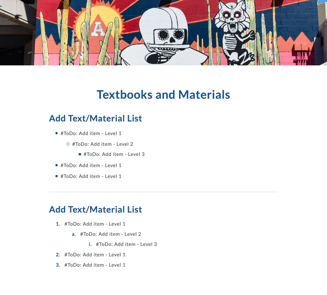 Texbooks with List Format
