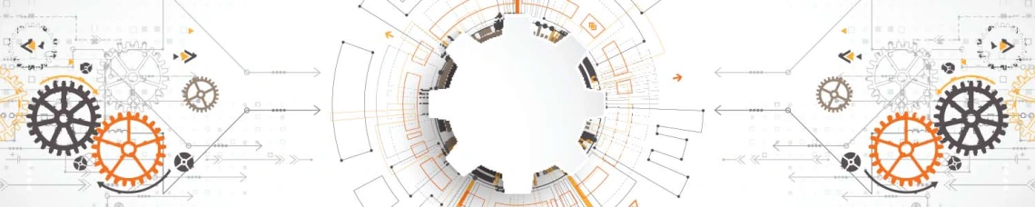 Illustration of orange and gray gears