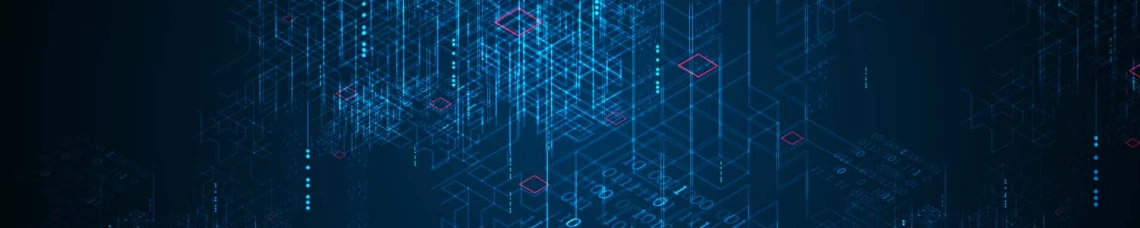 Illustration of abstract neon lines on a dark blue background