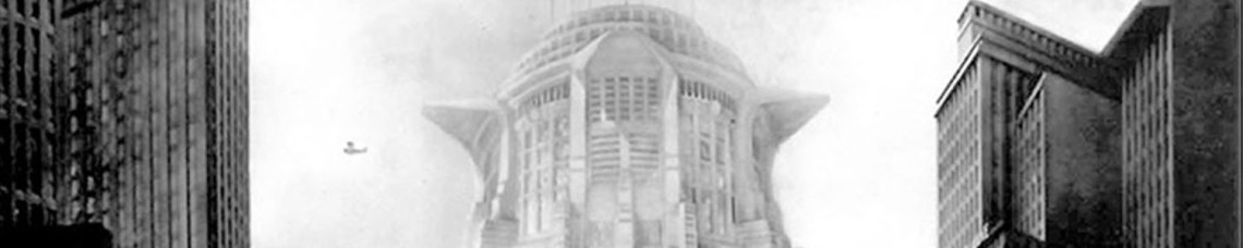 Vintage black and white photo of a building