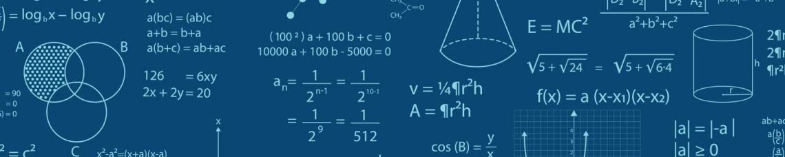 Math equations on a dark blue background