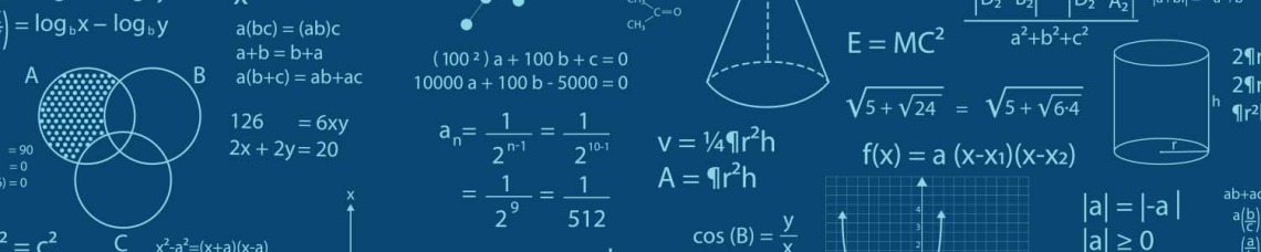 Math equations on a dark blue background