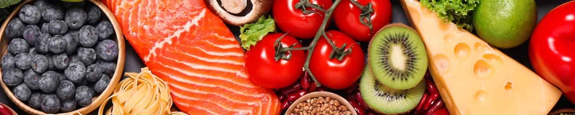 Fruits, Veggies and other foods on table