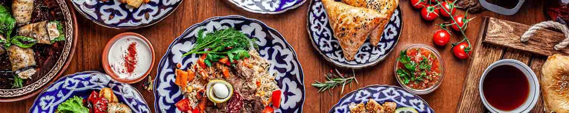 Traditional Uzbek oriental cuisine on table