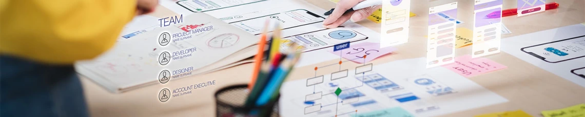 colorful visual of wireframes app layout