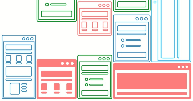 Illustration of Page and building blocks Tetris